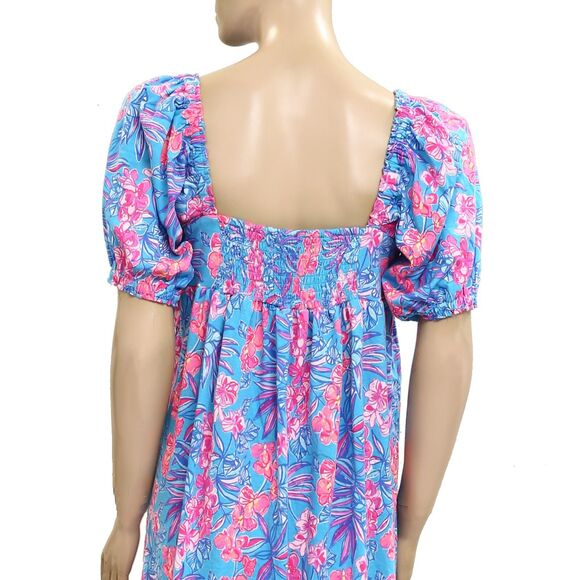 Lilly Pulitzer Delaney Short Sleeve Mini Dress Cumulus Blue Printed S-6 279602 - Picture 13 of 15
